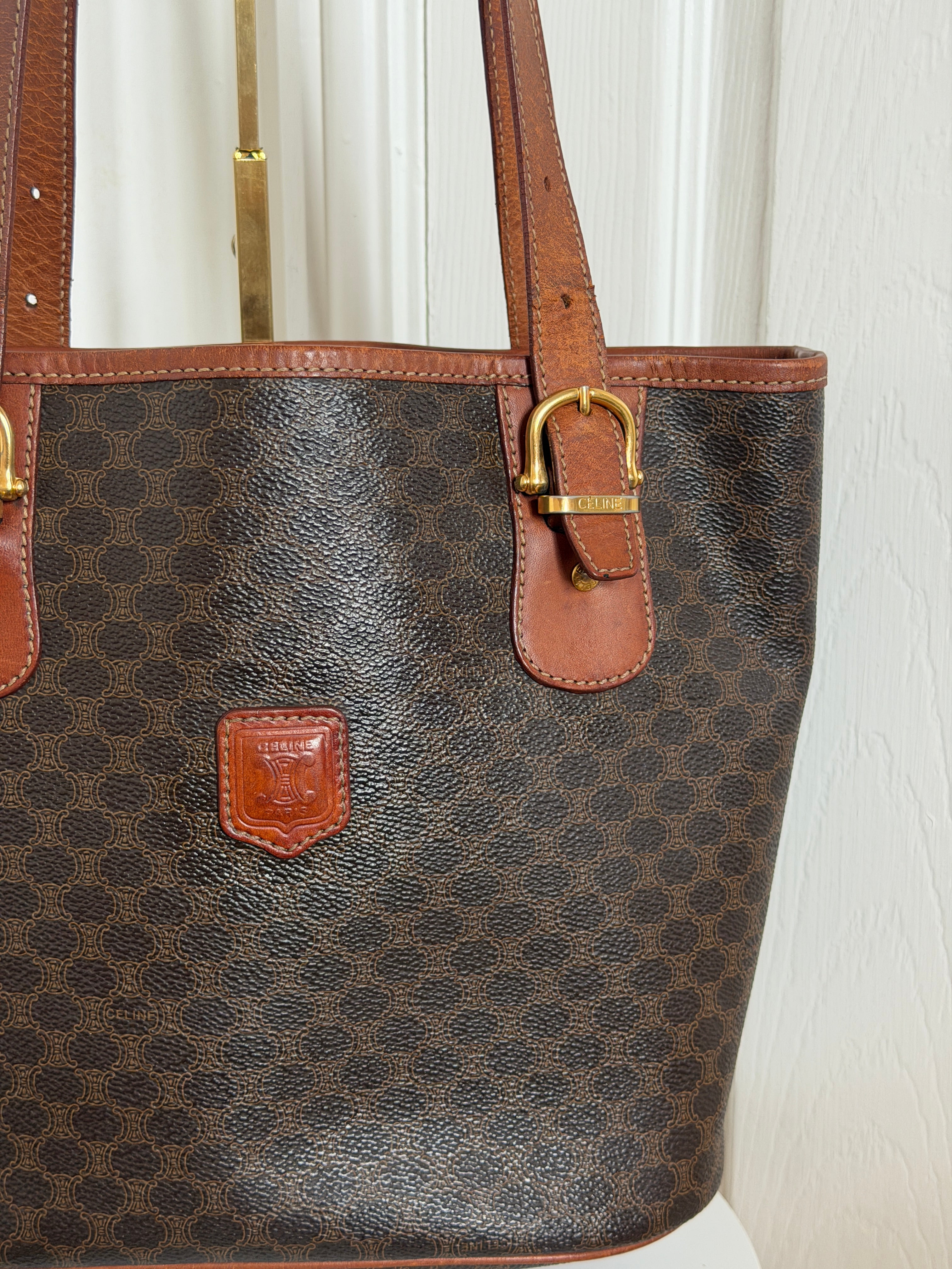 Celine 1995 Triomphe Macadam Tote