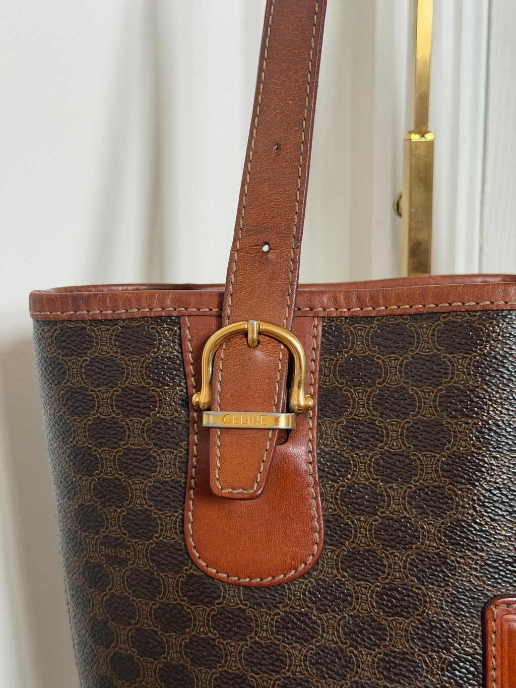Celine 1995 Triomphe Macadam Tote