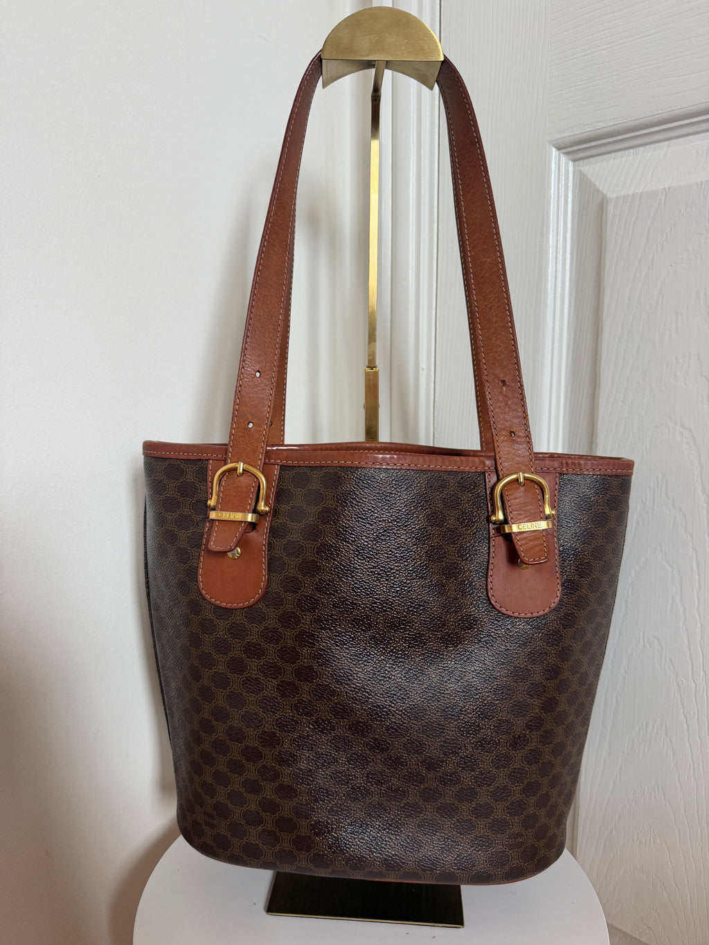 Celine 1995 Triomphe Macadam Tote