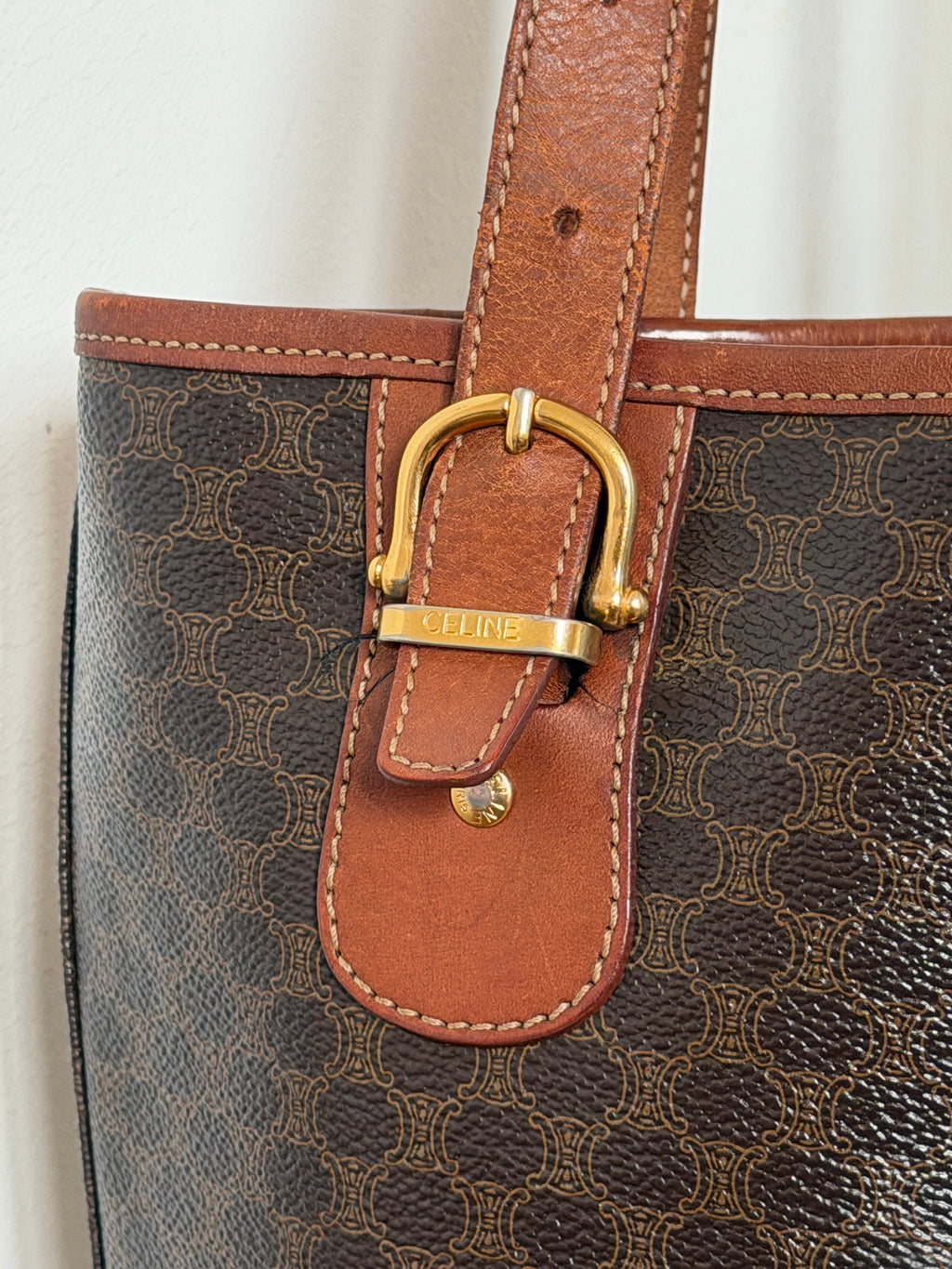 Celine 1995 Triomphe Macadam Tote