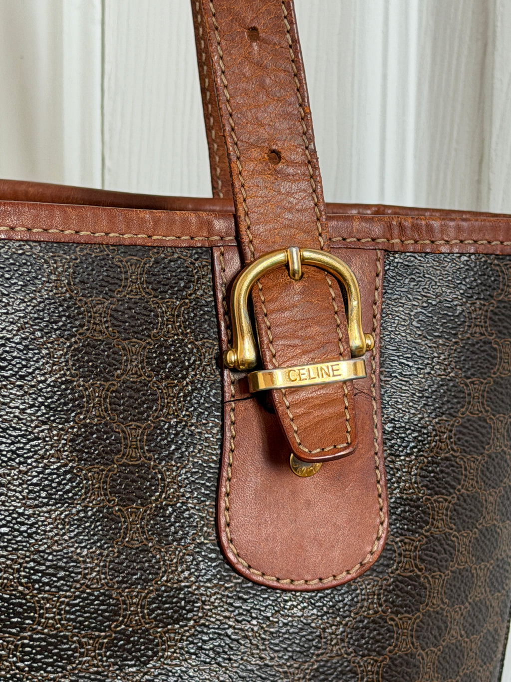 Celine 1995 Triomphe Macadam Tote