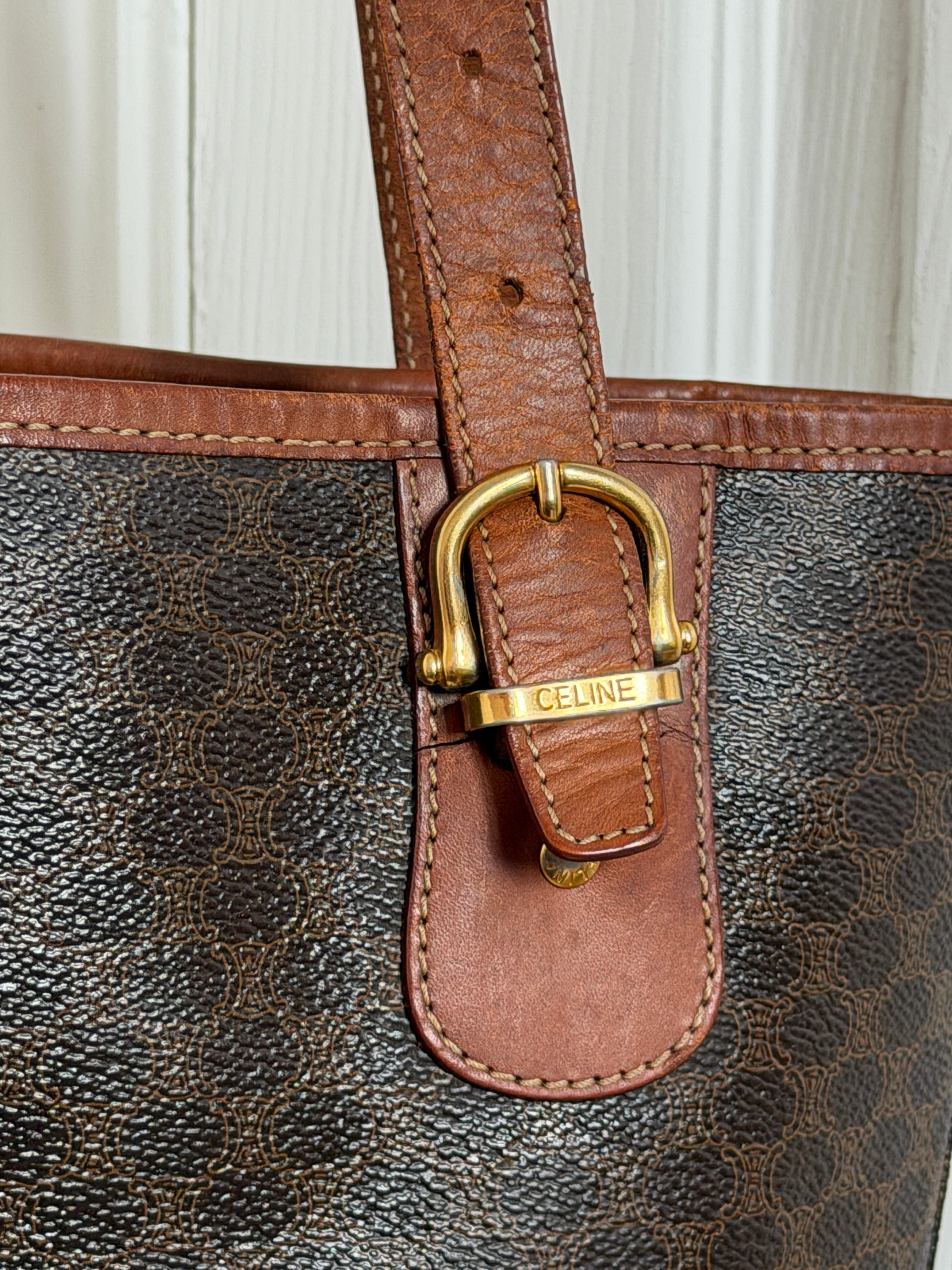 Celine 1995 Triomphe Macadam Tote