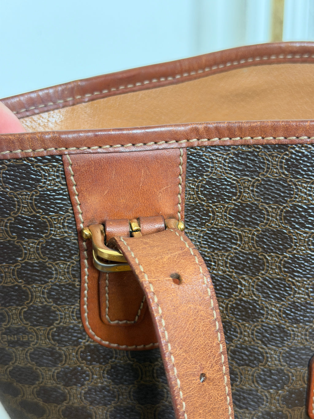 Celine 1995 Triomphe Macadam Tote