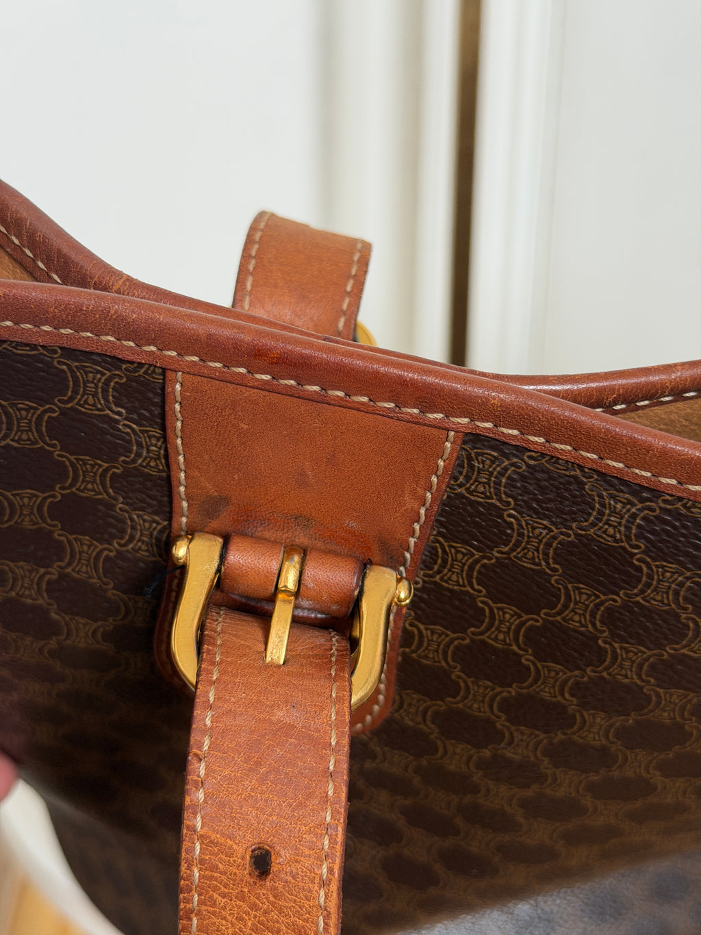 Celine 1995 Triomphe Macadam Tote