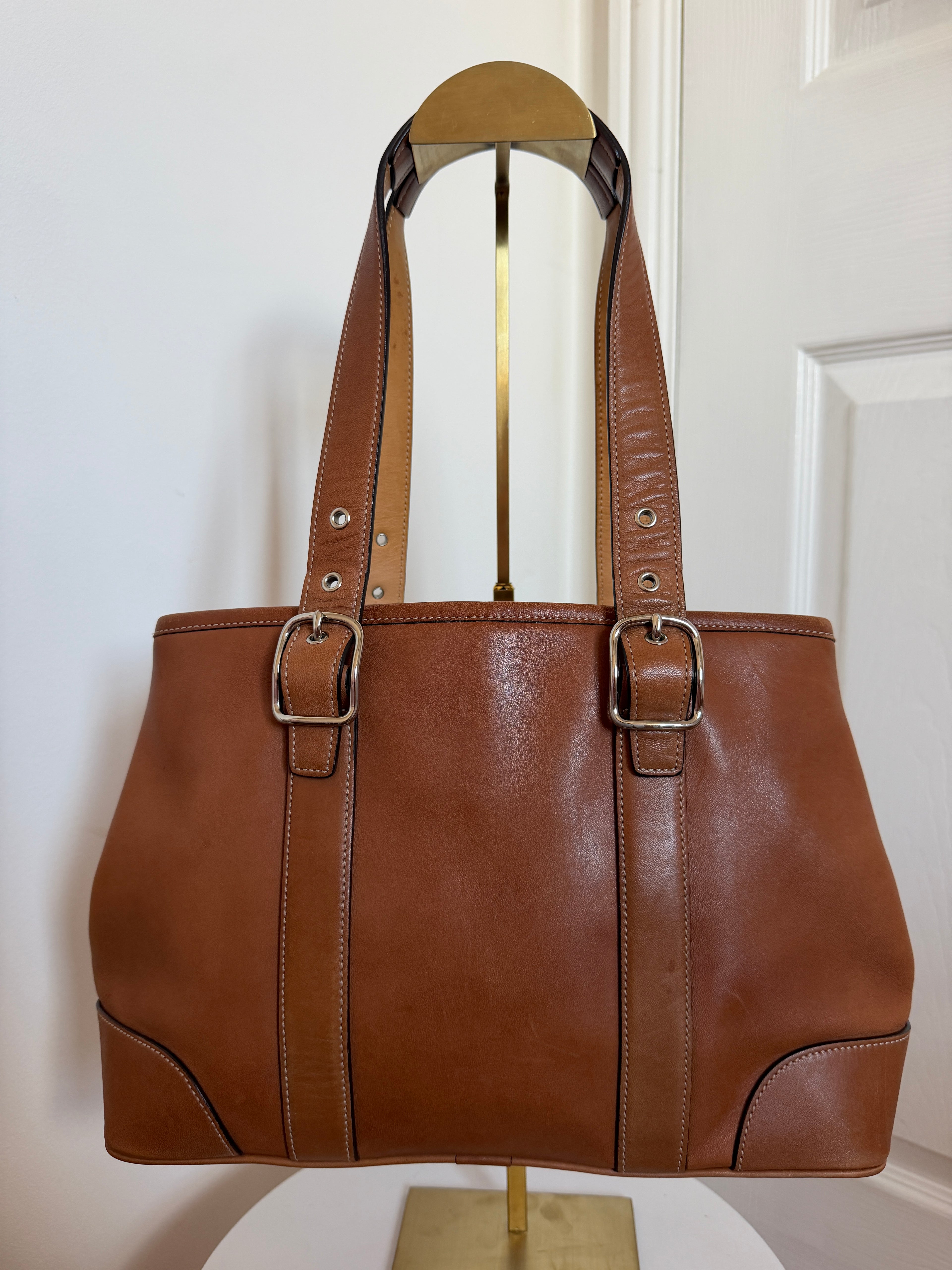 Coach Signature Leather Tote Brown