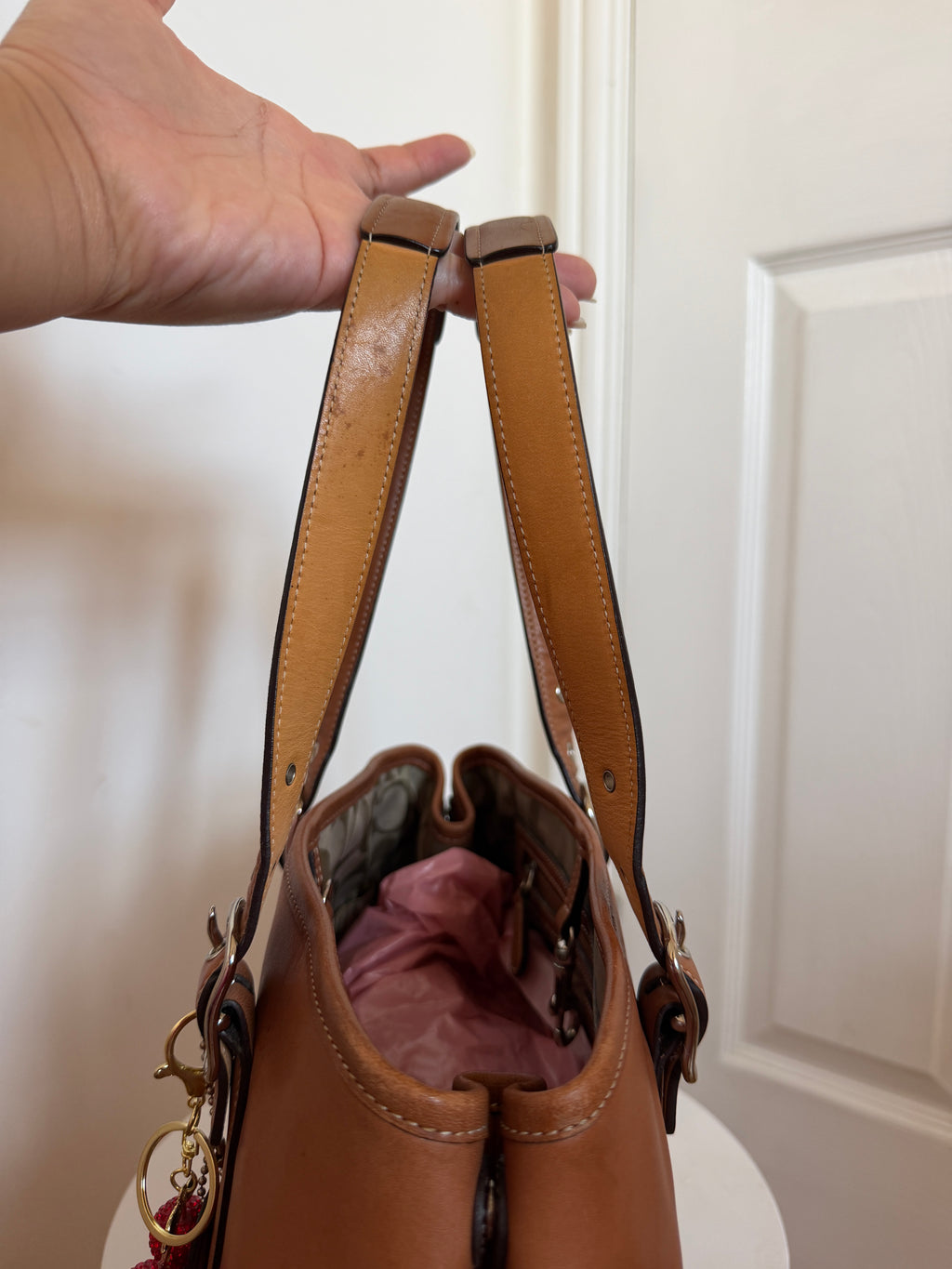 Coach Signature Leather Tote Brown