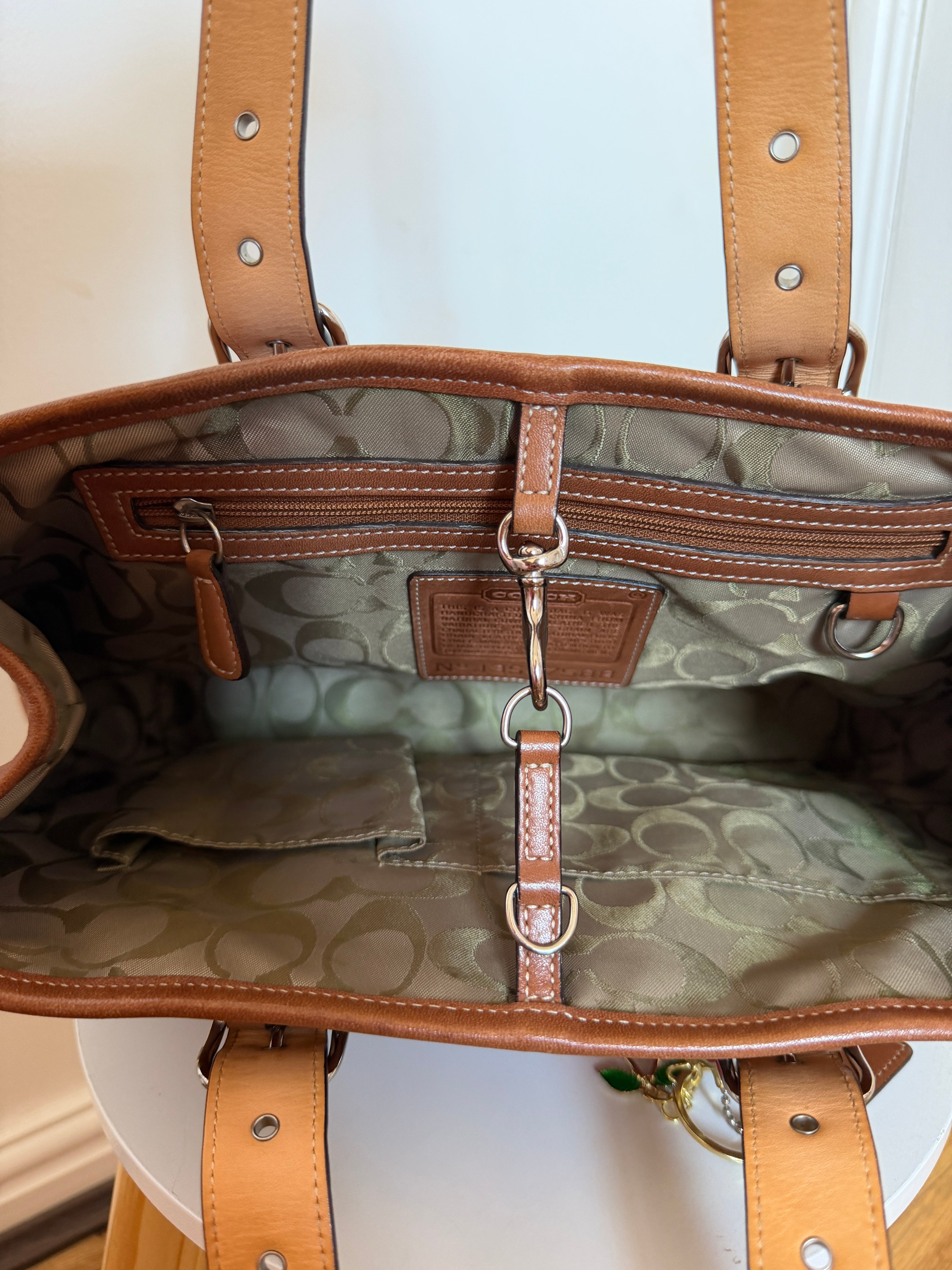 Coach Signature Leather Tote Brown